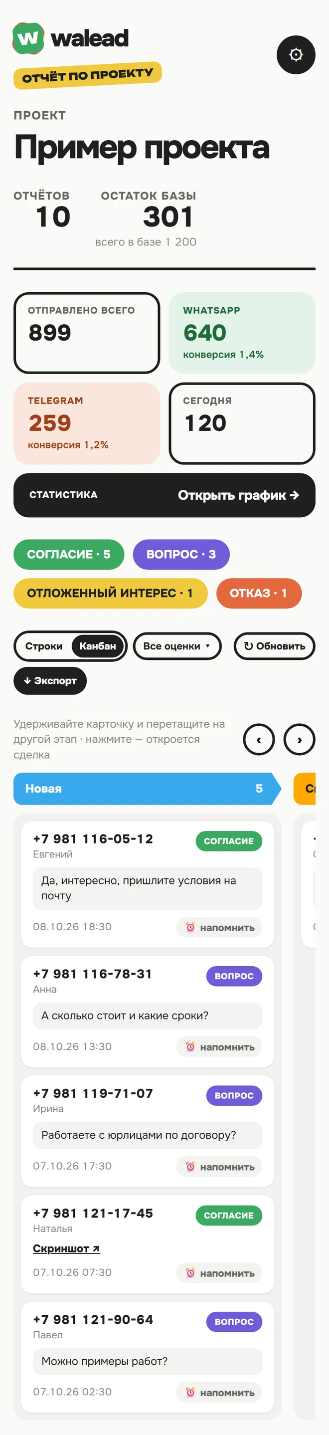 Отчёт на телефоне